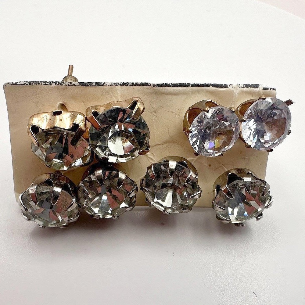 Vintage 90s Clear Glass Earrings‎ Set Statement Classic Fashion Women's Jewelry